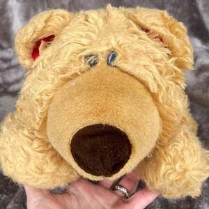Plush Tan Bear w/ Big Nose Red Back Paws Floppy Stuffed Animal AMS Toy READ